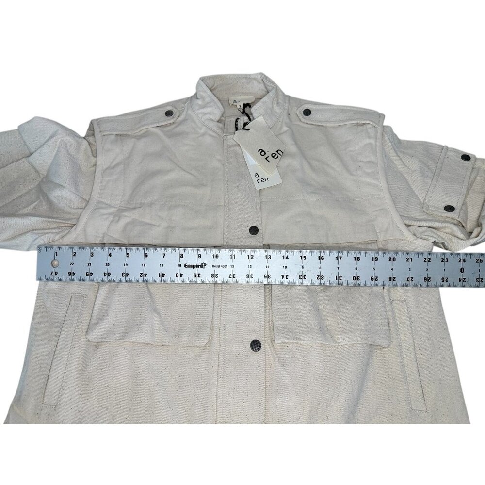 A.Ren Utility Cargo Jacket Small Beige Heavy Cotton Convertible Vest Gorpcore - Picture 10 of 16